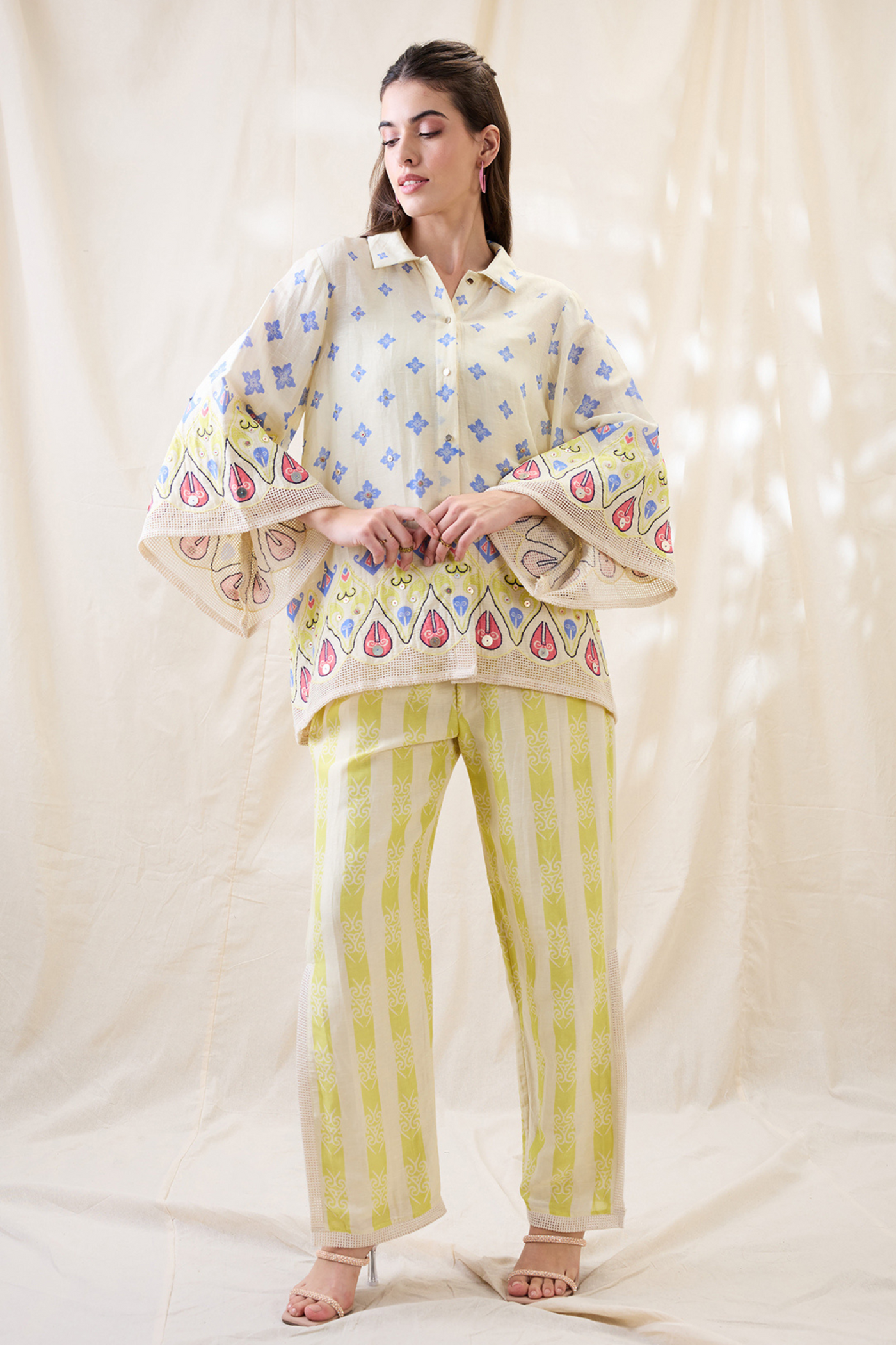 Sougat Paul Kitchra Appliqued Co-ord Set Indian designer wear online shopping melange singapore