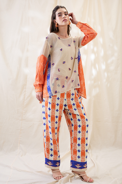 Sougat Paul Kitchra Appliqued Co-ord Set Indian designer wear online shopping melange singapore
