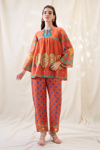 Sougat Paul Kitchra Printed  Co-ord Set Indian designer wear online shopping melange singapore
