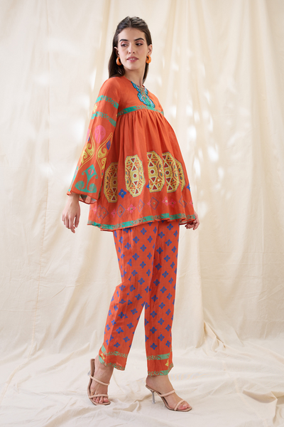 Sougat Paul Kitchra Printed  Co-ord Set Indian designer wear online shopping melange singapore