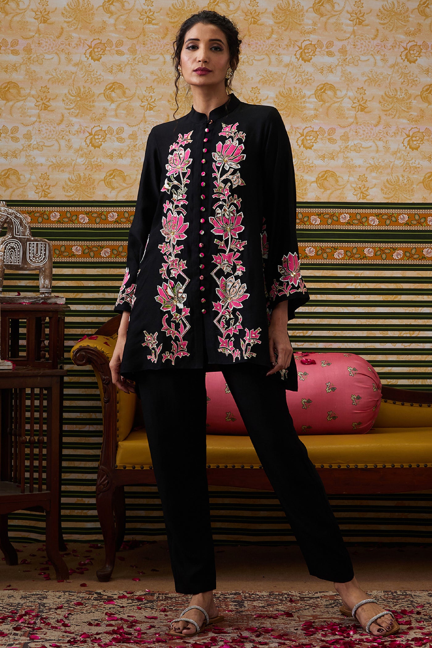Sougat Paul Mehr Applique Co-ord Set indian designer wear online shopping melange singapore