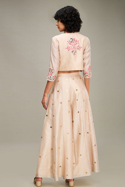 Sougat Paul Mehr Applique Palazzo Set With Jacket indian designer wear online shopping melange singapore