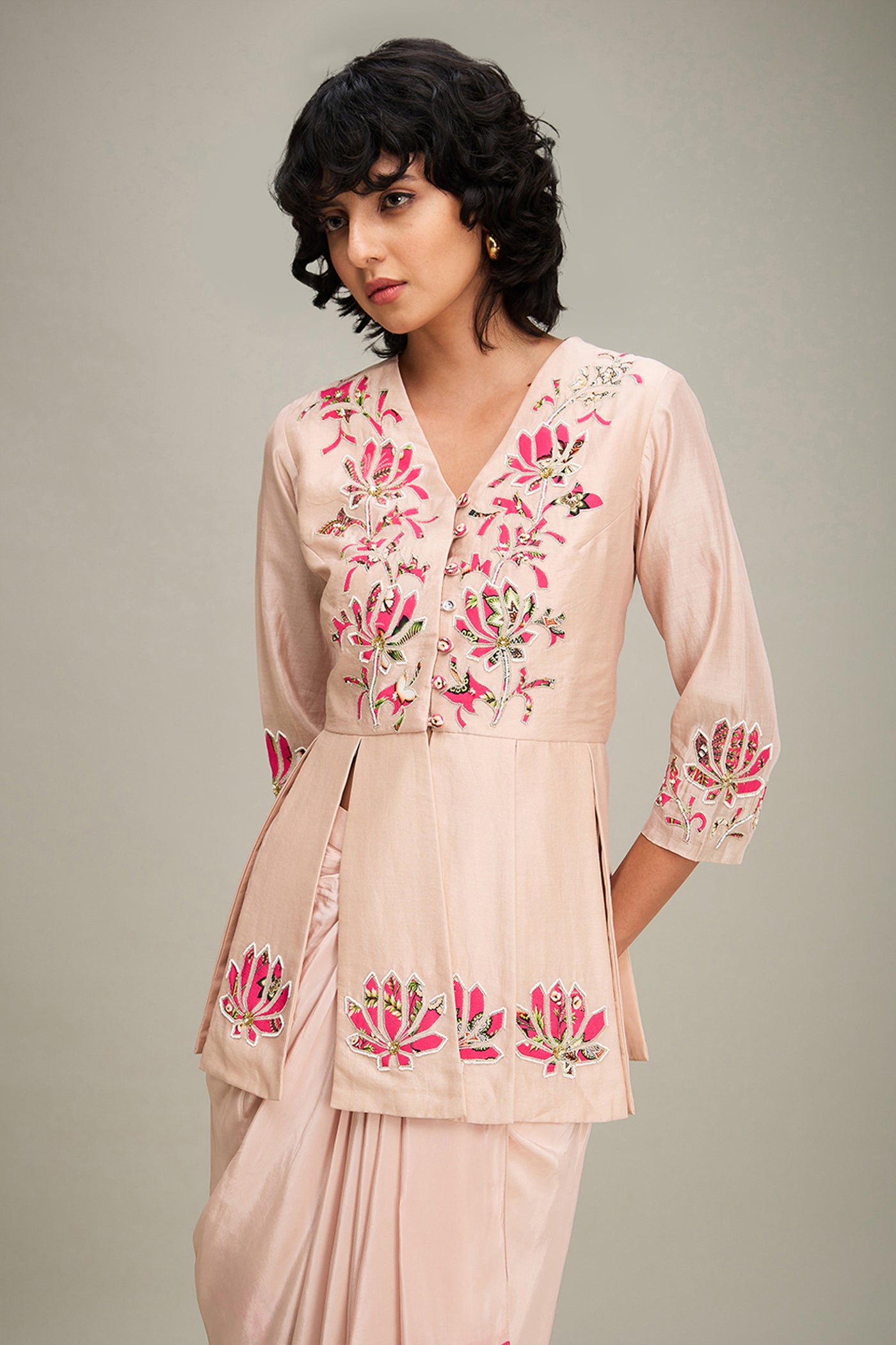 Sougat Paul Floral Applique Co-Ord Setindian designer wear online shopping melange singapore