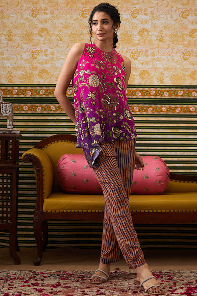 Sougat Paul Mehr Embroidered Asymmetric Co-ord Set Multi color indian designer wear online shopping melange singapore