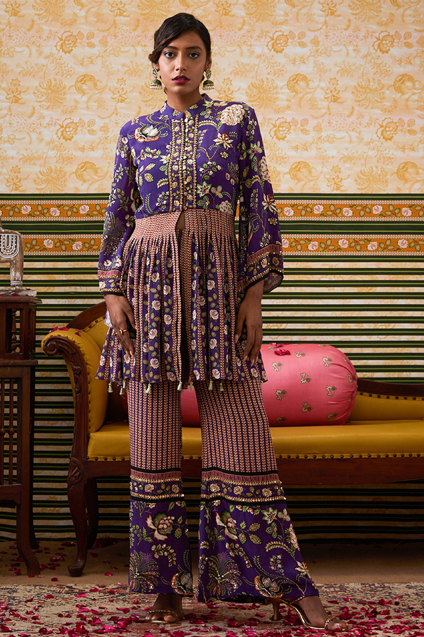 Sougat Paul Mehr Embroidered Kurta Set indian designer wear online shopping melange singapore