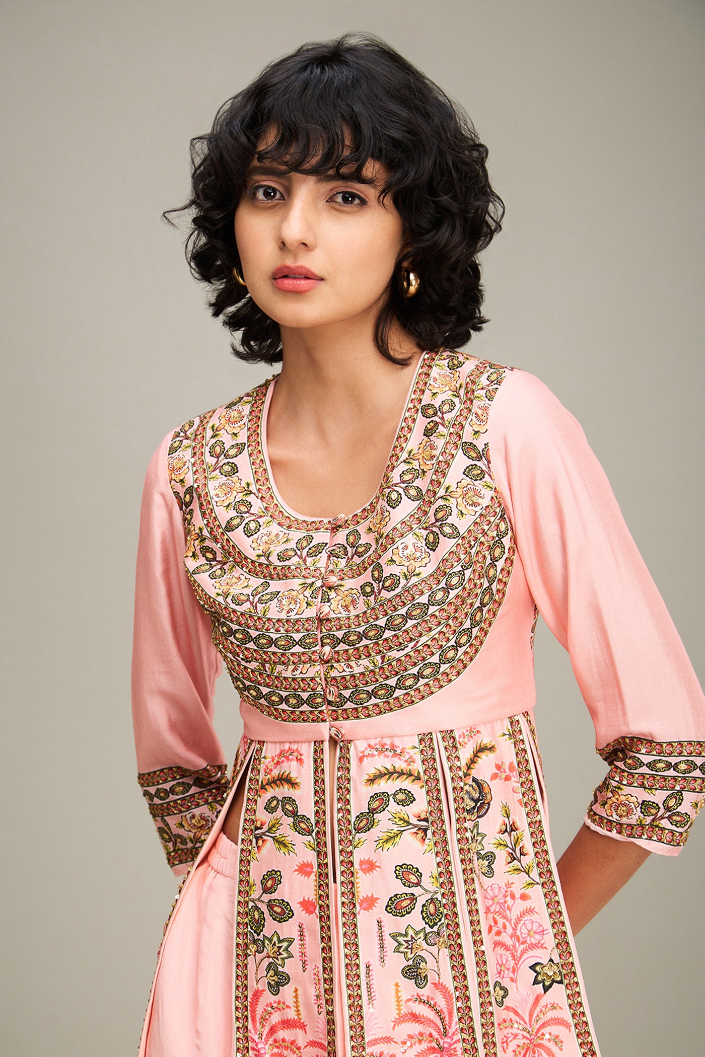 Sougat Paul Mehr Embroidered Peplum Top With Pants indian designer wear online shopping melange singapore