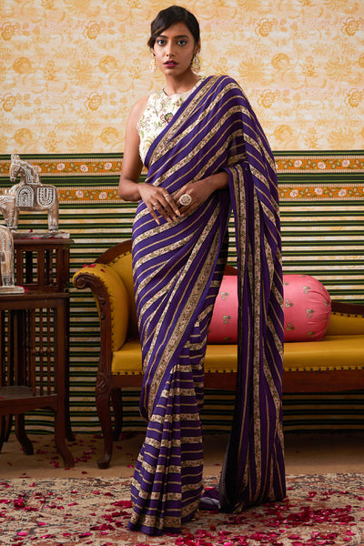 Sougat Paul Mehr Embroidered Pre-Draped Saree indian designer wear online shopping melange singapore