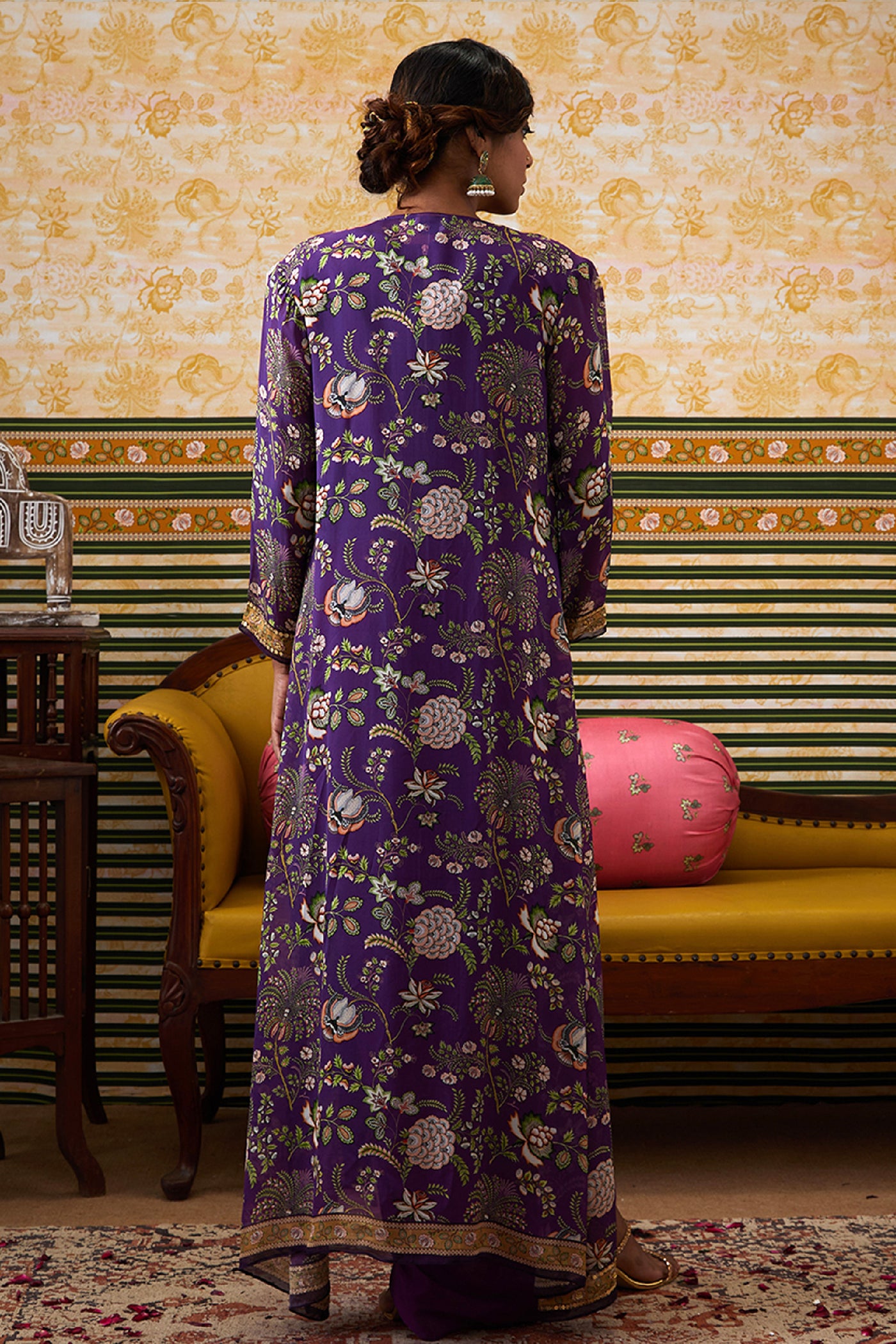 Sougat Paul Mehr Printed Drape Dress With Jacket indian designer wear online shopping melange singapore