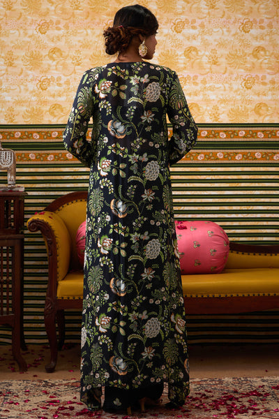 Sougat Paul Mehr Printed Drape Skirt Set With Jacket indian designer wear online shopping melange singapore