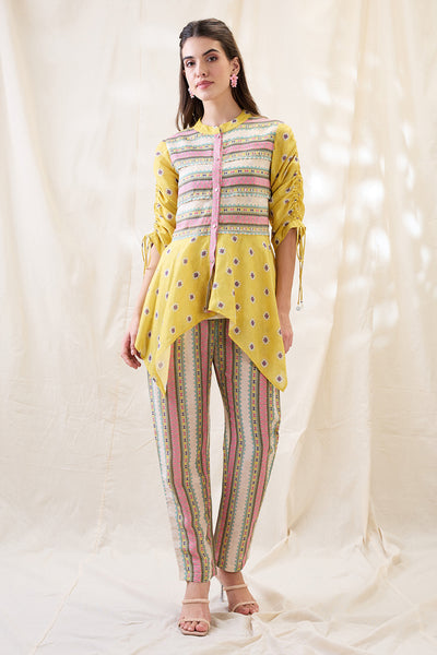 Sougat Paul Nooma Printed Handkerchief Top With Pants Indian designer wear online shopping melange singapore 