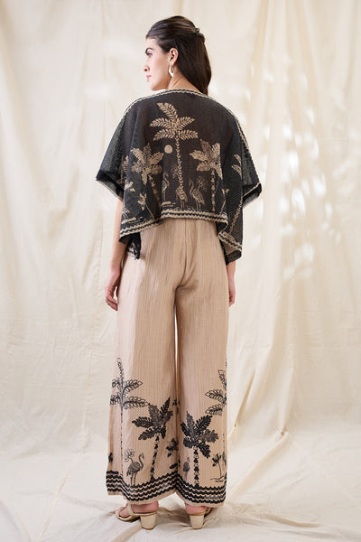 Sougat Paul Noorani Printed Jumpsuit With Embroidered Jacket indian designer wear online shopping melange singapore 