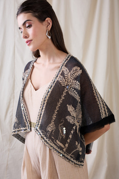 Sougat Paul Noorani Printed Jumpsuit With Embroidered Jacket indian designer wear online shopping melange singapore 
