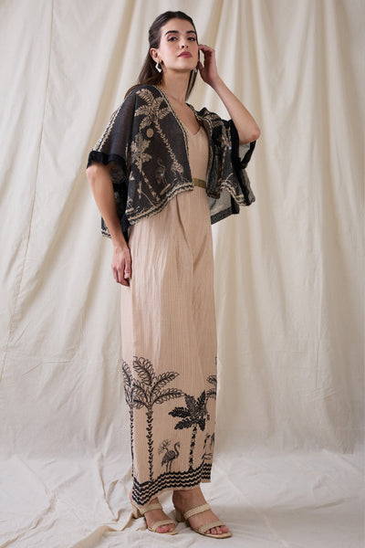 Sougat Paul Noorani Printed Jumpsuit With Embroidered Jacket indian designer wear online shopping melange singapore 