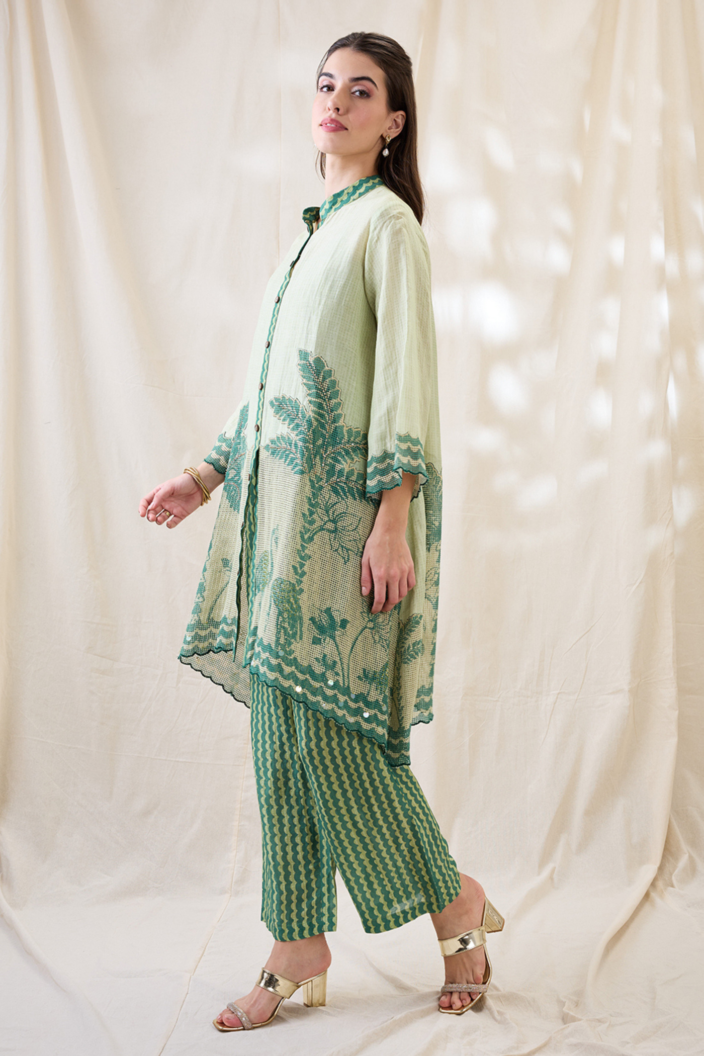 Sougat Paul Noorani Embellished Kurta Set Indian designer wear online shopping melange singapore