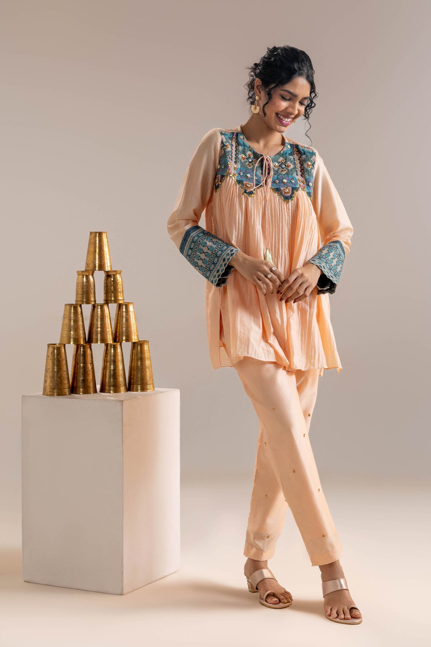 Sougat Paul Orani Appliqued Co-ord Set indian designer wear online shopping melange singapore
