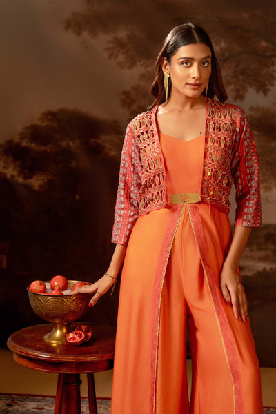 Sougat Paul Orani Embroidered Jumpsuit Set indian designer wear online shopping melange singapore
