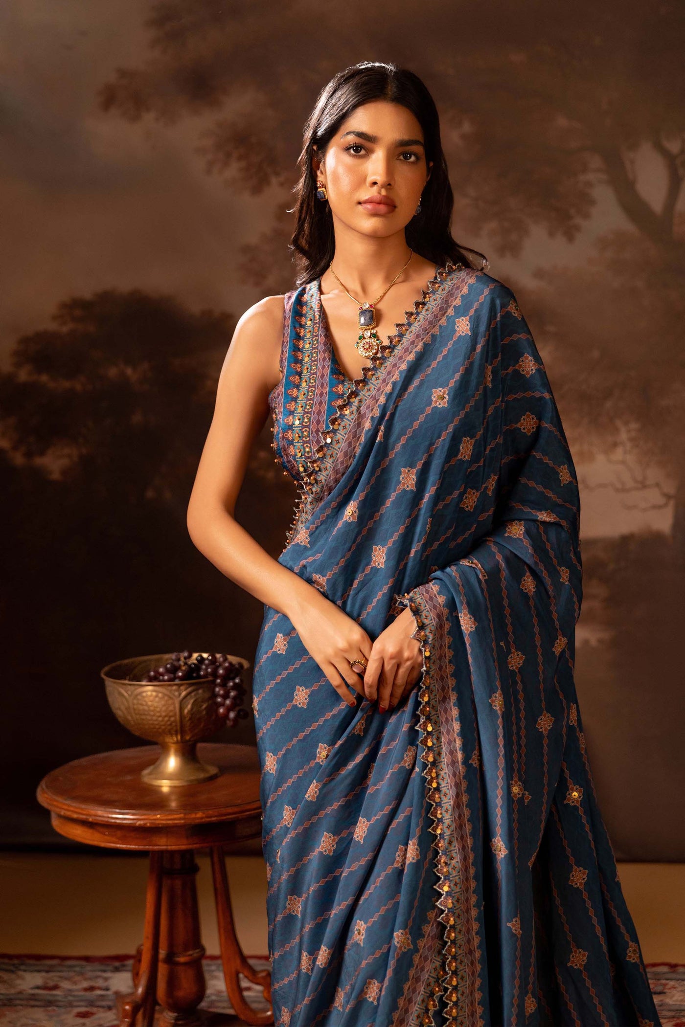 Sougat Paul Orani Embroidered Pre-draped Saree indian designer wear online shopping melange singapore