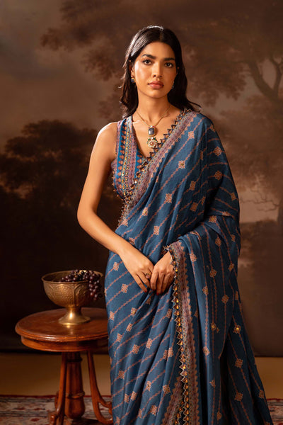 Sougat Paul Orani Embroidered Pre-draped Saree indian designer wear online shopping melange singapore