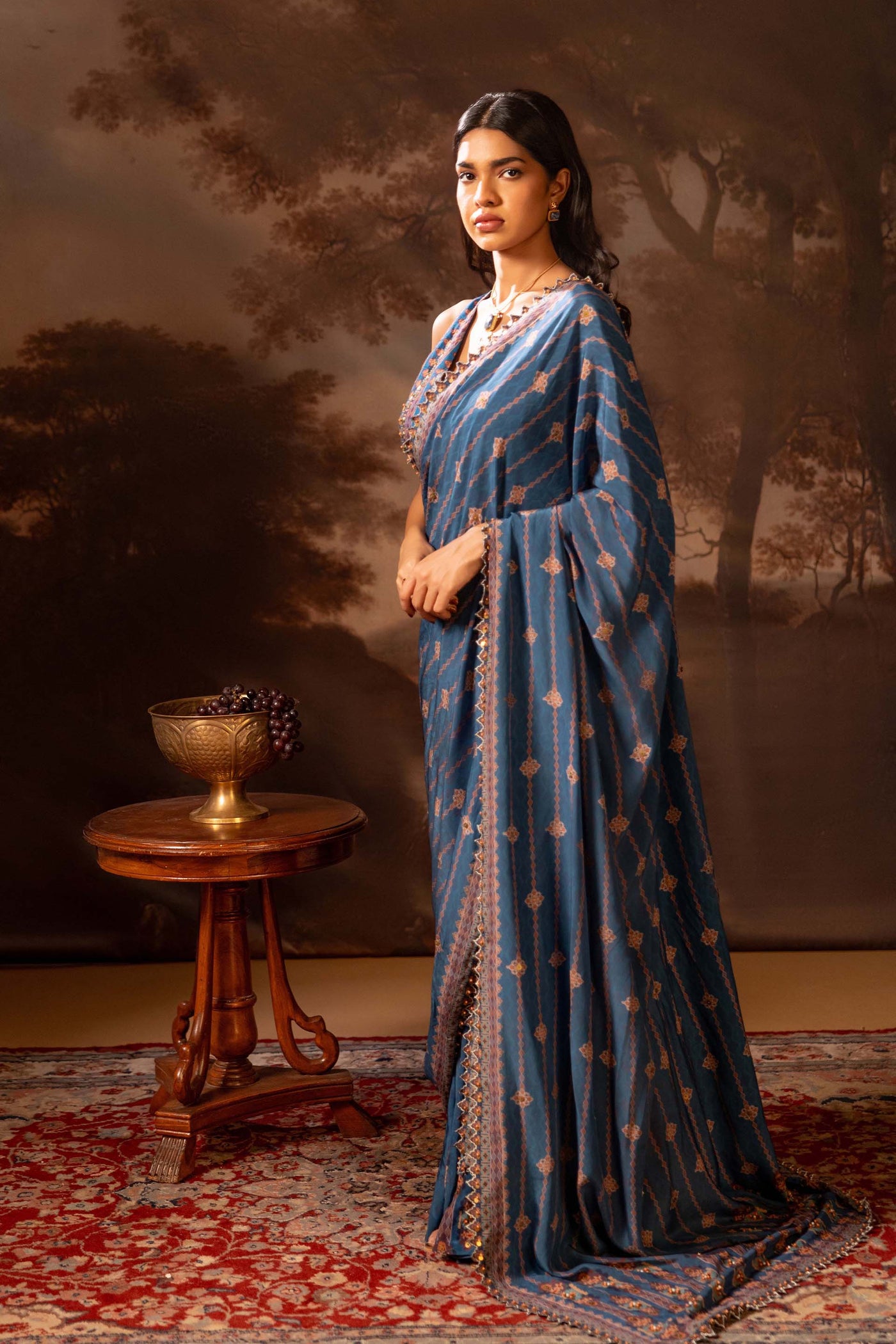 Sougat Paul Orani Embroidered Pre-draped Saree indian designer wear online shopping melange singapore