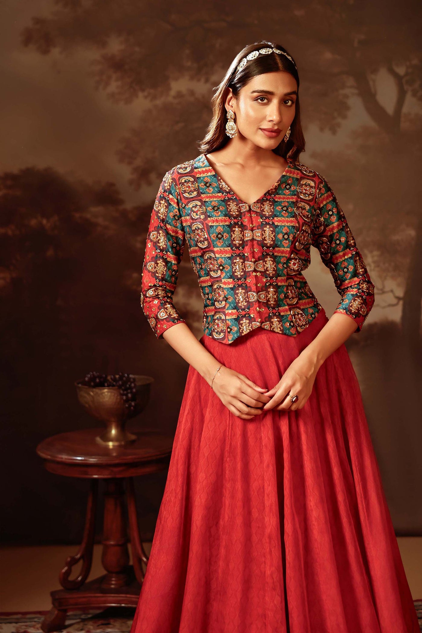 Sougat Paul Orani Embroidered Skirt Set indian designer wear online shopping melange singapore