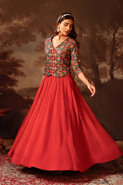 Sougat Paul Orani Embroidered Skirt Set indian designer wear online shopping melange singapore