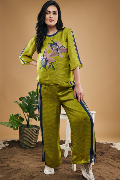 Sougat Paul Orchid Bloom Printed Co-Ord Set indian designer wear online shopping melange singapore