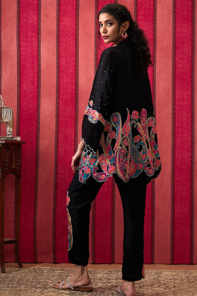 Sougat Paul Qala Applique Co-ord Set Black indian designer wear online shopping melange singapore