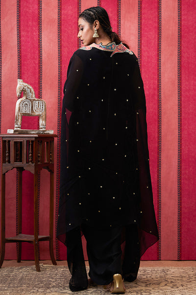 Sougat Paul Qala Drape Dress With Applique Cape indian designer wear online shopping melange singapore
