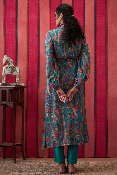 Sougat Paul Qala Embroidered Kurta Set With Belt indian designer wear online shopping melange singapore