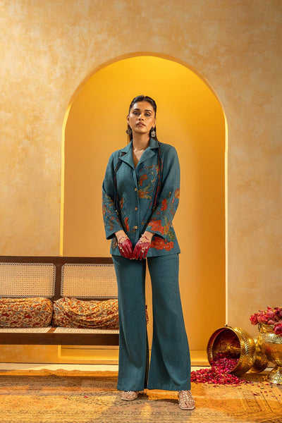 Sougat Paul Rangtara Appliqued Blazer Set indian designer wear online shopping melange singapore 