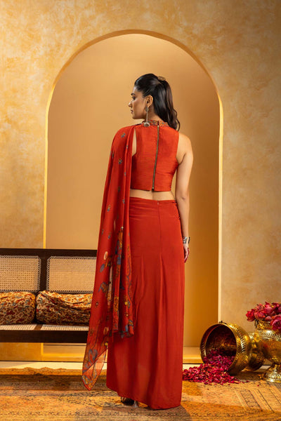 Sougat Paul Rangtara Appliqued Pre-stitched Saree indian designer wear online shopping melange singapore 