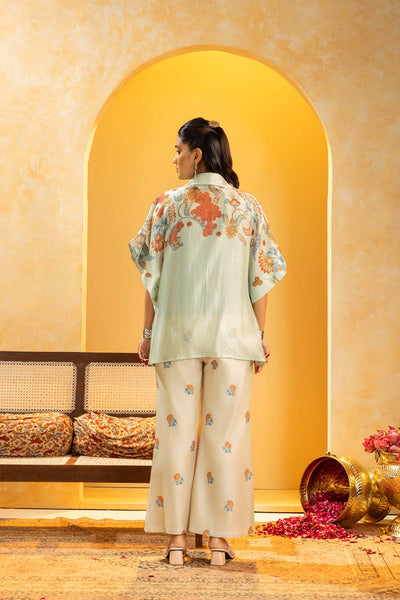 Sougat Paul Rangtara Embellished  Co-ord Set Blue indian designer wear online shopping melange singapore 