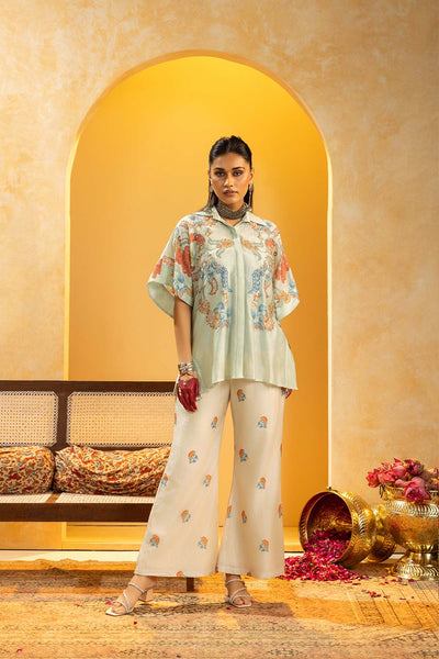 Sougat Paul Rangtara Embellished  Co-ord Set Blue indian designer wear online shopping melange singapore 