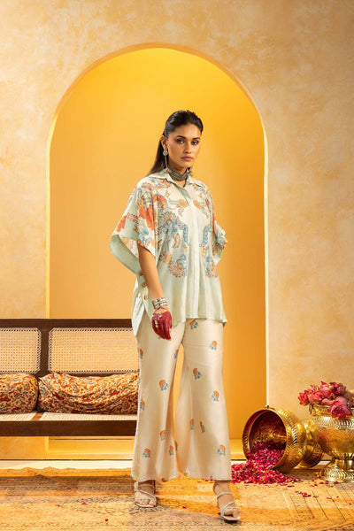 Sougat Paul Rangtara Embellished  Co-ord Set Blue indian designer wear online shopping melange singapore 