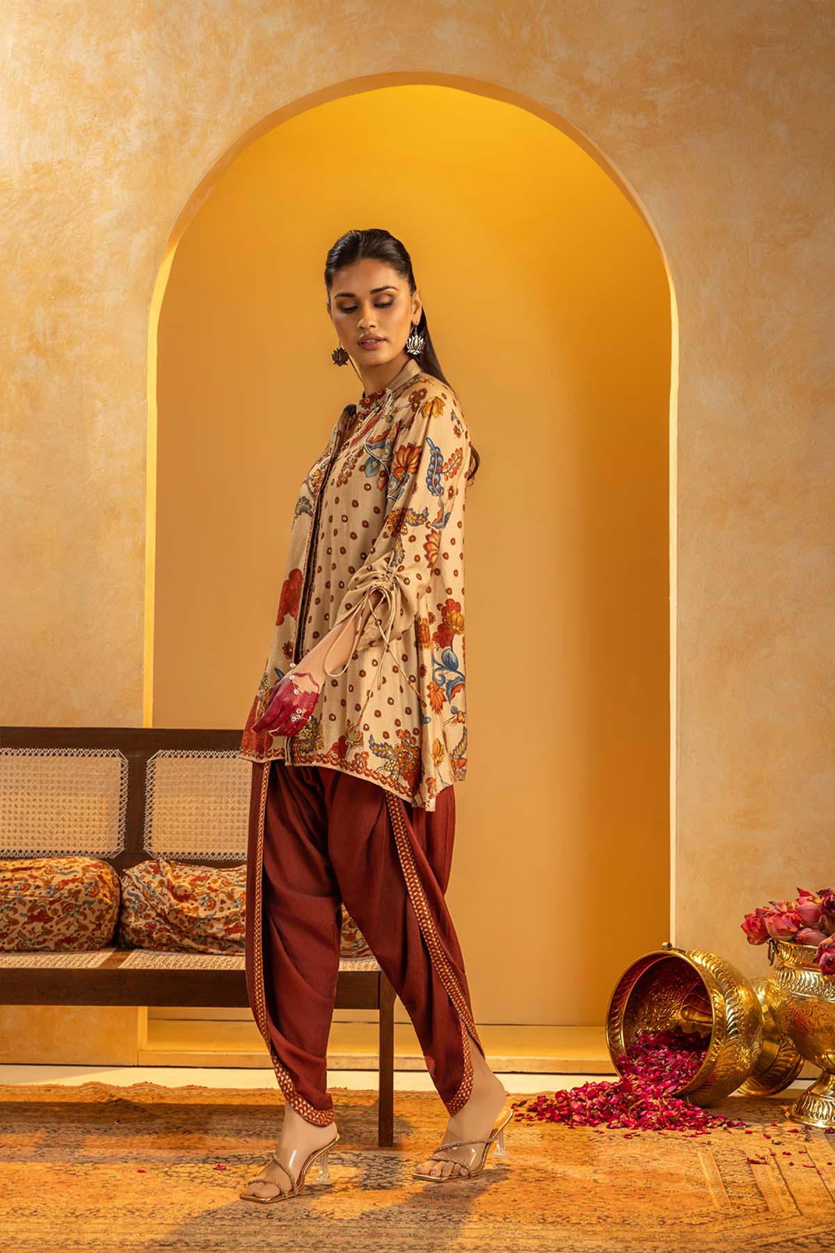 Sougat Paul Rangtara Embellished Dhoti Set indian designer wear online shopping melange singapore