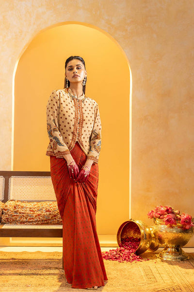 Sougat Paul Rangtara Embellished Drape Skirt Set indian designer wear online shopping melange singapore