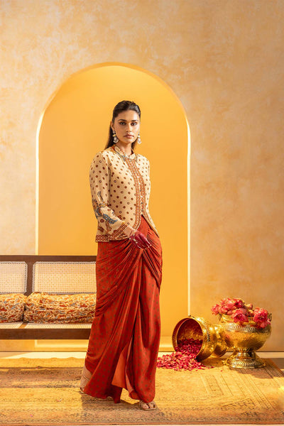 Sougat Paul Rangtara Embellished Drape Skirt Set indian designer wear online shopping melange singapore