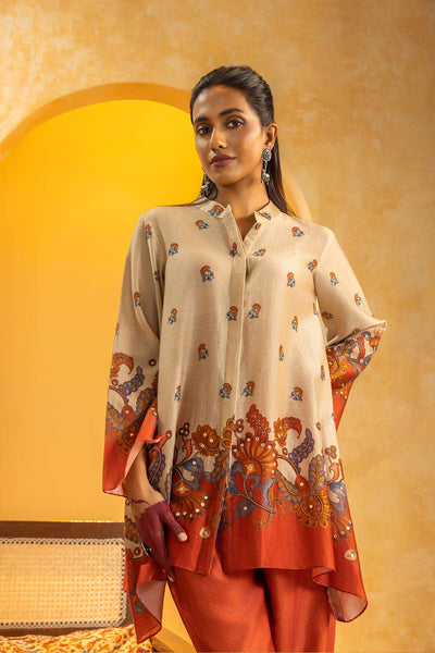 Sougat Paul Rangtara Embellished Kurta Set Beige indian designer wear online shopping melange singapore 