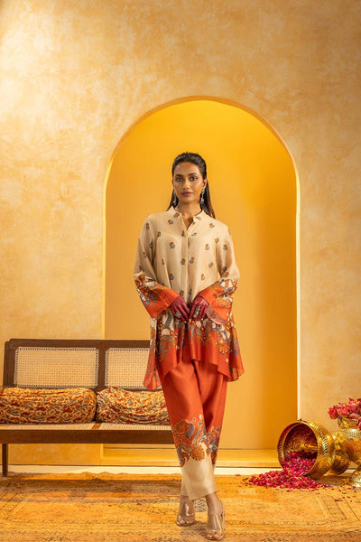 Sougat Paul Rangtara Embellished Kurta Set Beige indian designer wear online shopping melange singapore 