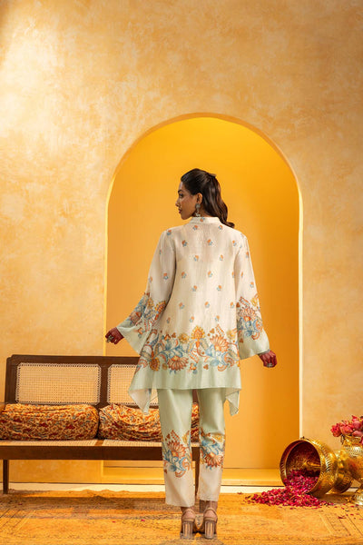 Sougat Paul Rangtara Embellished Kurta Set Off White indian designer wear online shopping melange singapore 