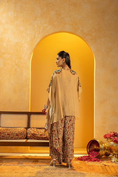 Sougat Paul Rangtara Embellished Layered Pant Set With Cape indian designer wear online shopping melange singapore 