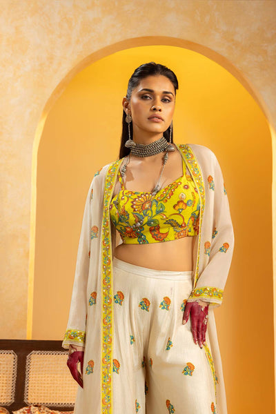 Sougat Paul Rangtara Embellished Pant Set With Jacket indian designer wear online shopping melange singapore 
