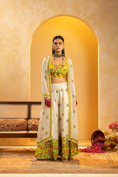 Sougat Paul Rangtara Embellished Pant Set With Jacket indian designer wear online shopping melange singapore 
