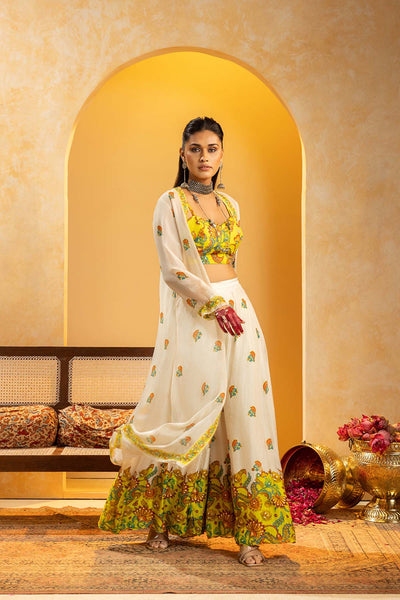 Sougat Paul Rangtara Embellished Pant Set With Jacket indian designer wear online shopping melange singapore 
