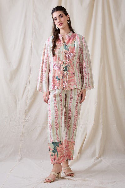 Sougat Paul Ravya Embellished Fron Tie-ups Co-ord Set indian designer wear online shopping melange singapore 