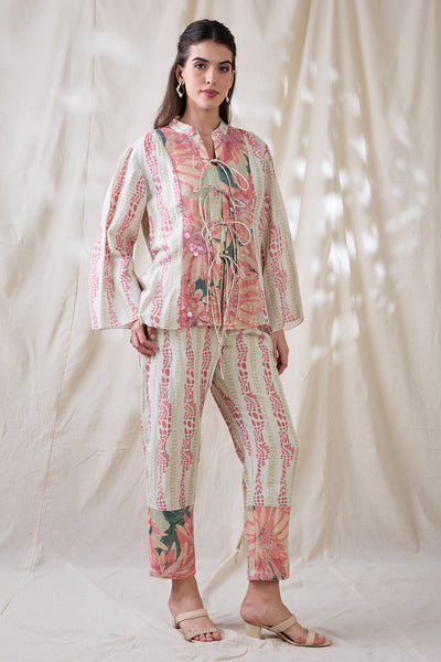 Sougat Paul Ravya Embellished Fron Tie-ups Co-ord Set indian designer wear online shopping melange singapore 