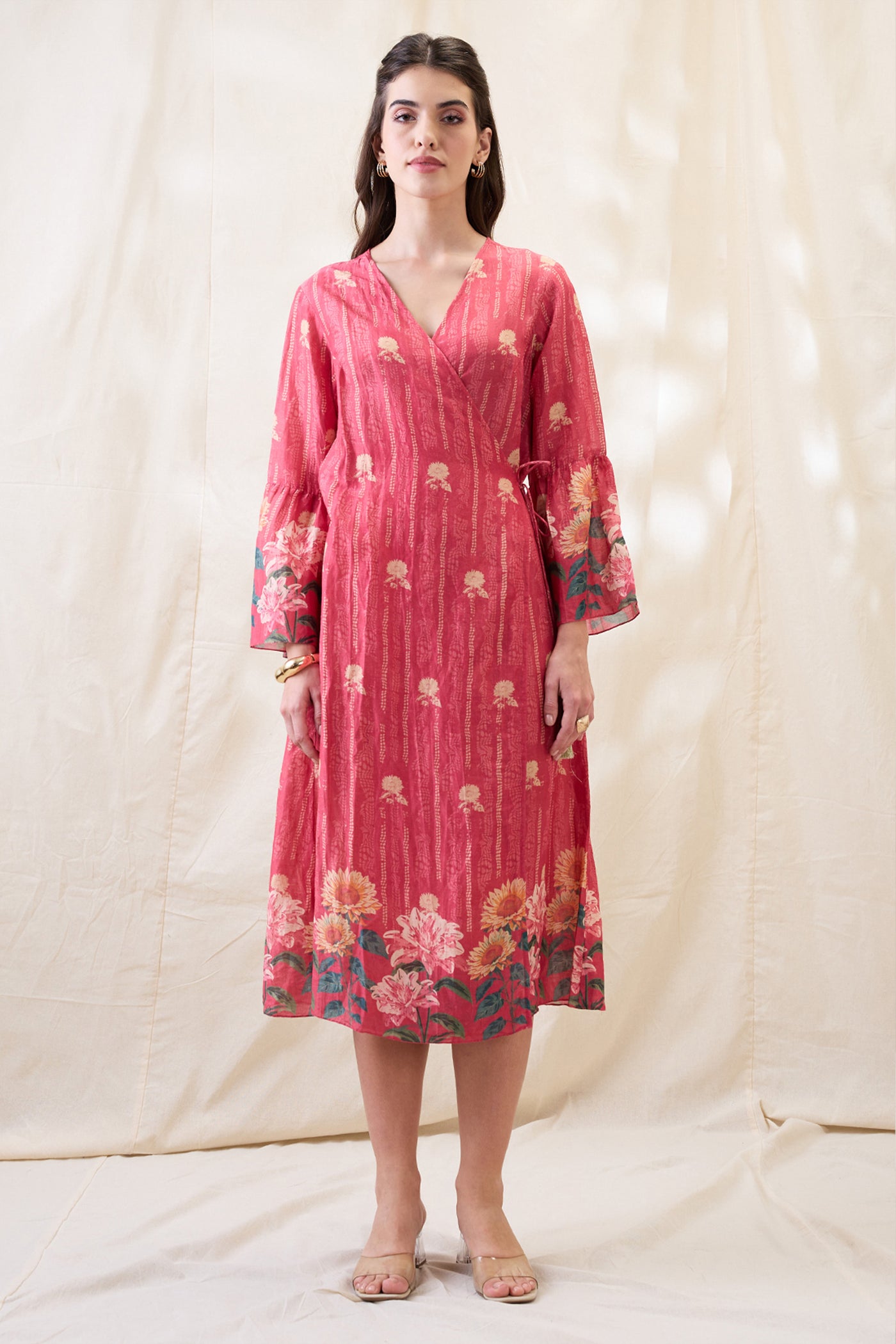 Sougat Paul Ravya Front Overlapped Dress indian designer wear online shopping melange singapore 
