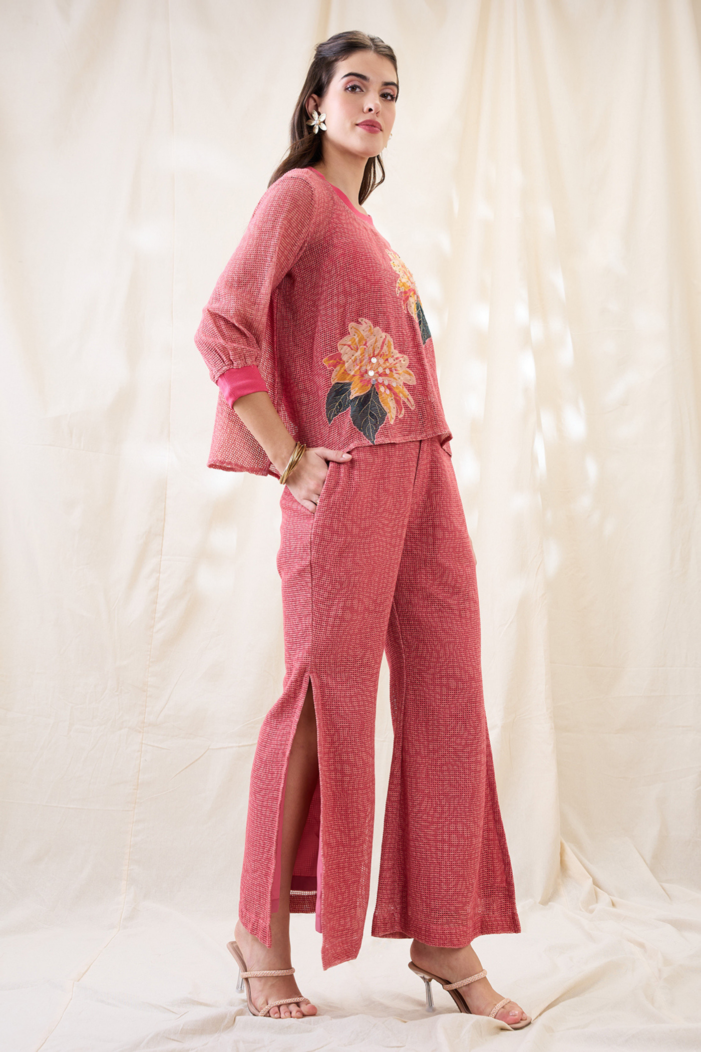 Sougat Paul Ravya Appliqued Co-ord Set Indian designer wear online shopping melange singapore