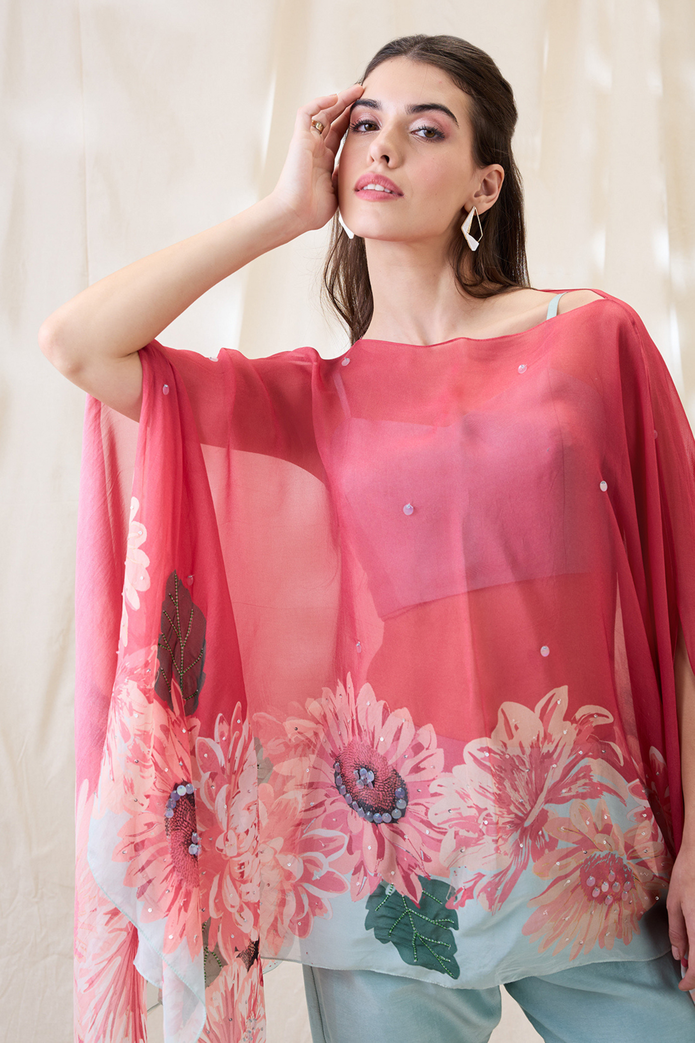 Sougat Paul Ravya Co-ord Set With Embellished Cape Indian designer wear online shopping melange singapore