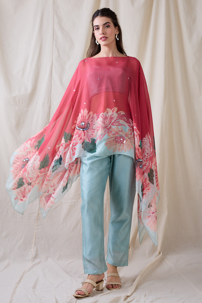 Sougat Paul Ravya Co-ord Set With Embellished Cape Indian designer wear online shopping melange singapore